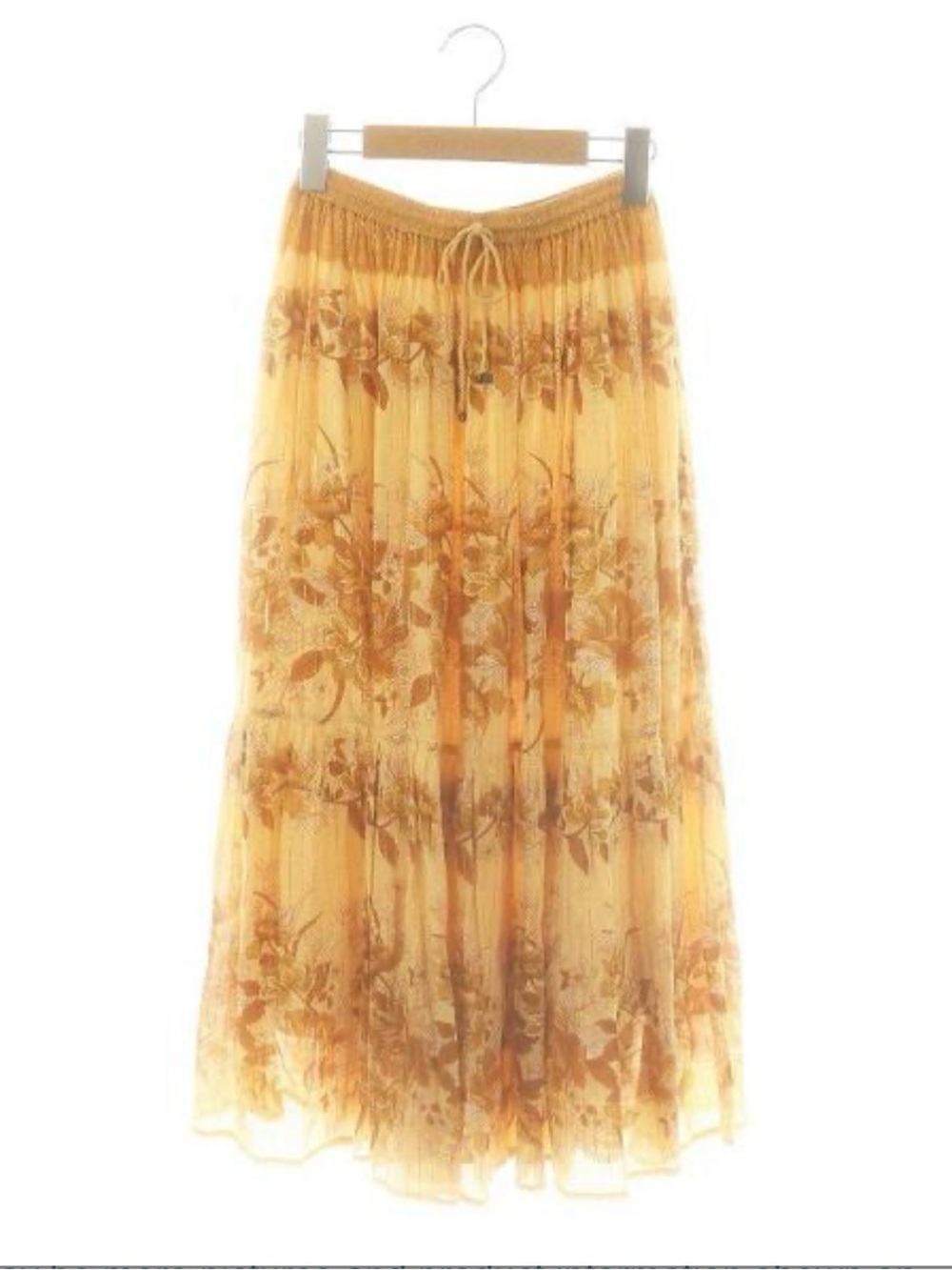 Spell Gold Floral Pleated Maxi Skirt